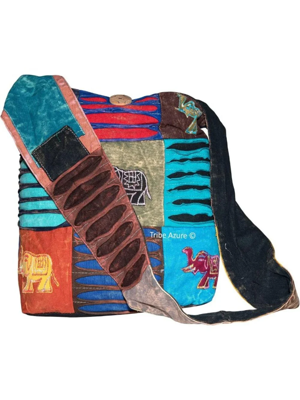 Colorful Boho Shoulder Bag for Women - Sling Slouchy Hippie Style (Elephant